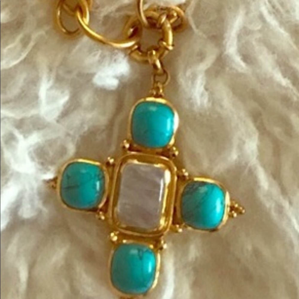 Julie Vos Turquoise & Mother of Pearl Necklace.